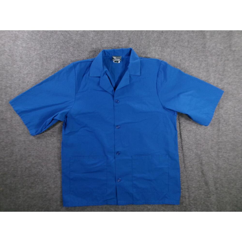 Fame Shirt Mens Small Blue Short Sleeve Workwear Two Pockets Retro Utility Work